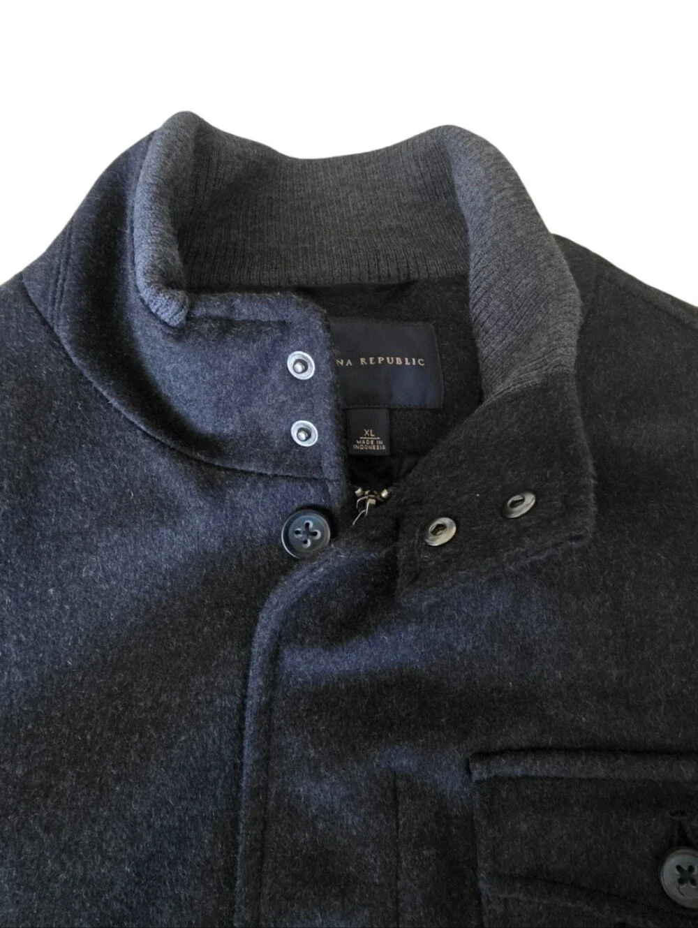 Banana Republic Men’s Wool Blend Charcoal Jacket XL Quilted Lined
